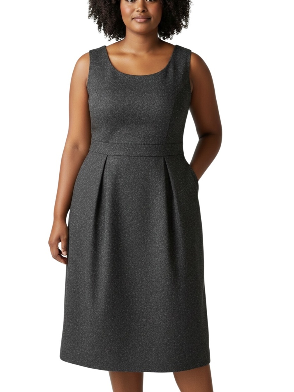DKNYC Sleeveless Midi Dress Charcoal Gray